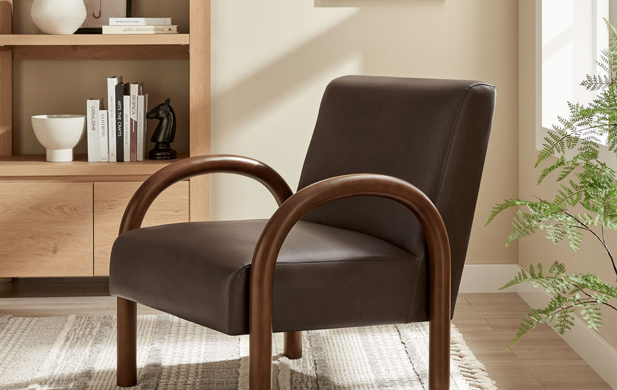 Gareth Faux Leather Upholstered Accent Chair in Espresso
