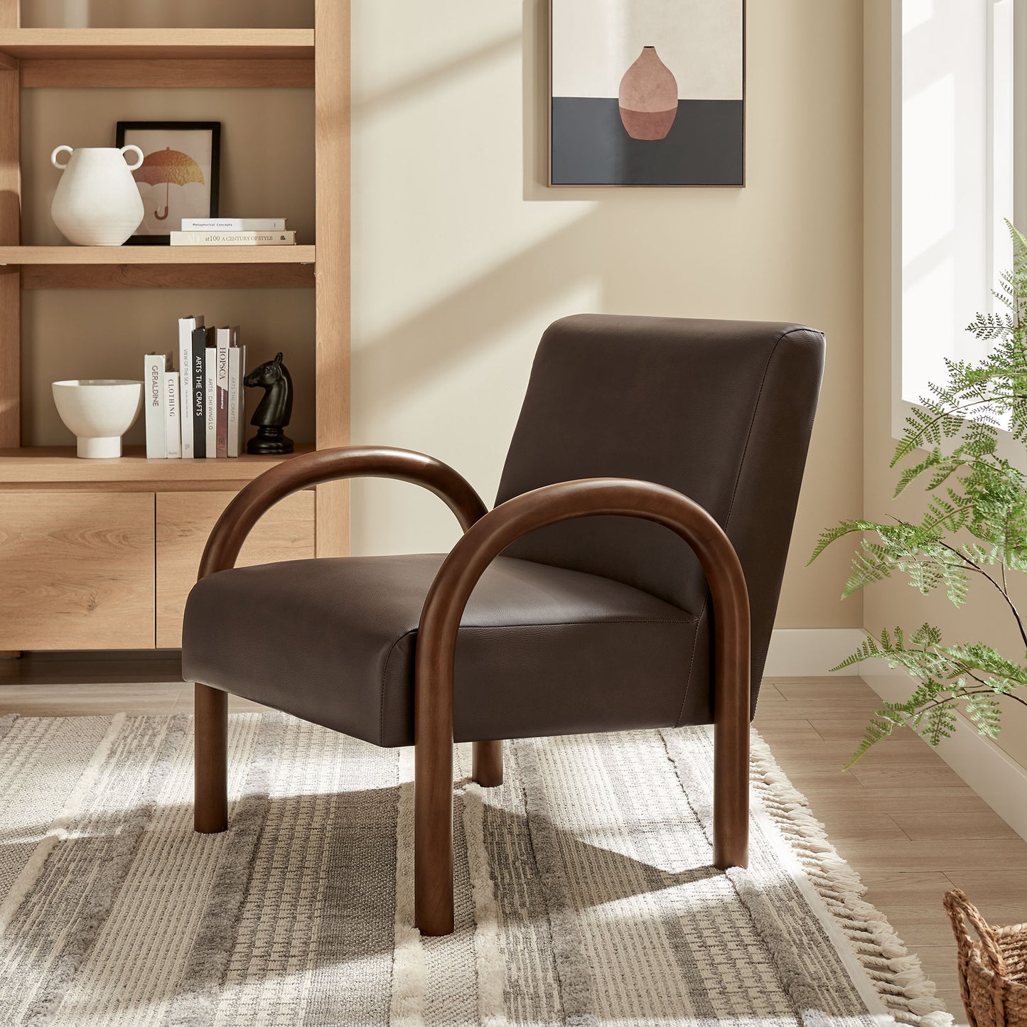 Gareth Faux Leather Upholstered Accent Chair in Espresso