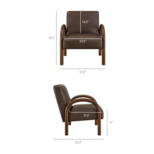 Lunet Faux Leather Upholstered Accent Chair by Furniture for America