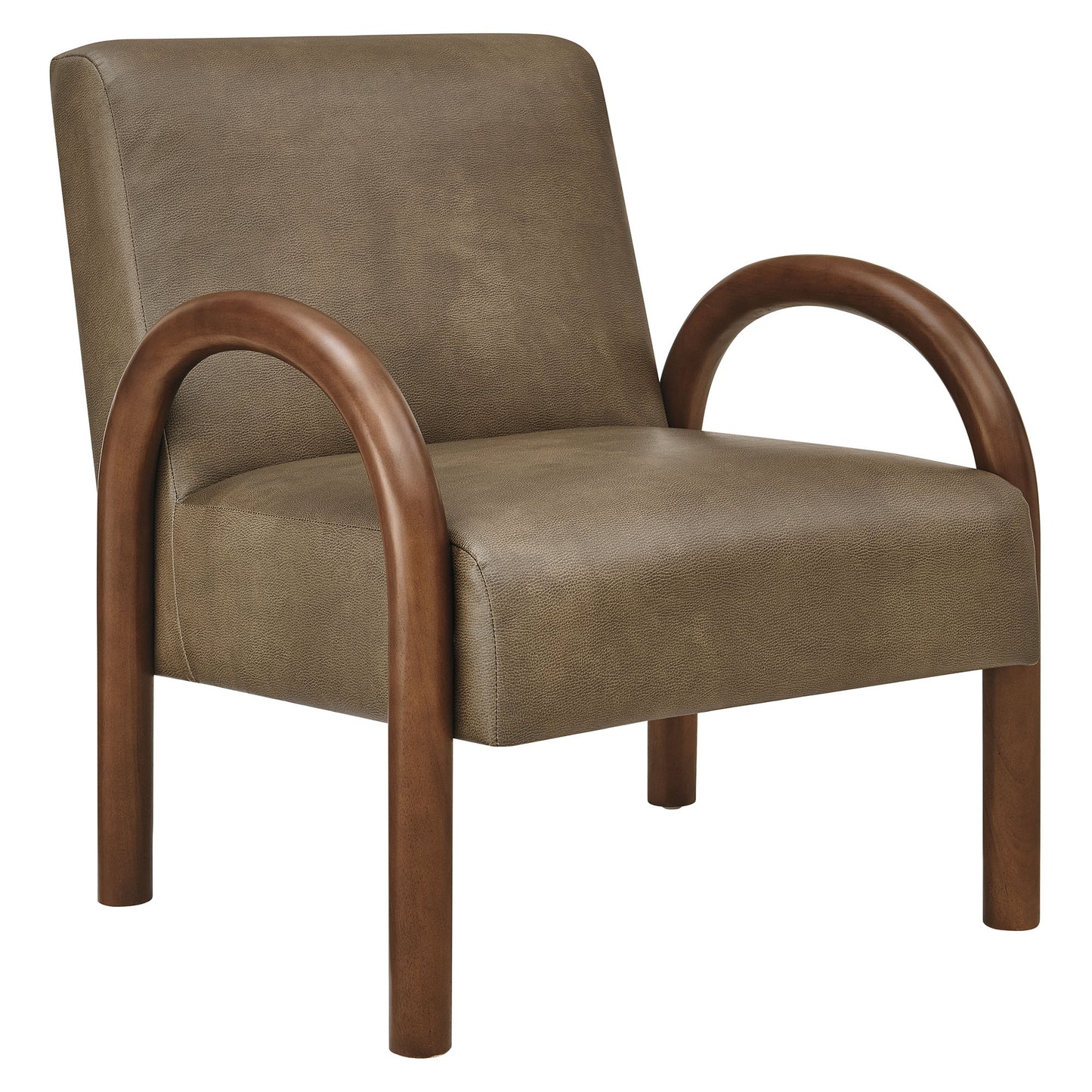 Gareth Faux Leather Upholstered Accent Chair in Mushroom