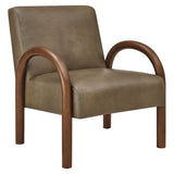 Gareth Faux Leather Upholstered Accent Chair in Mushroom