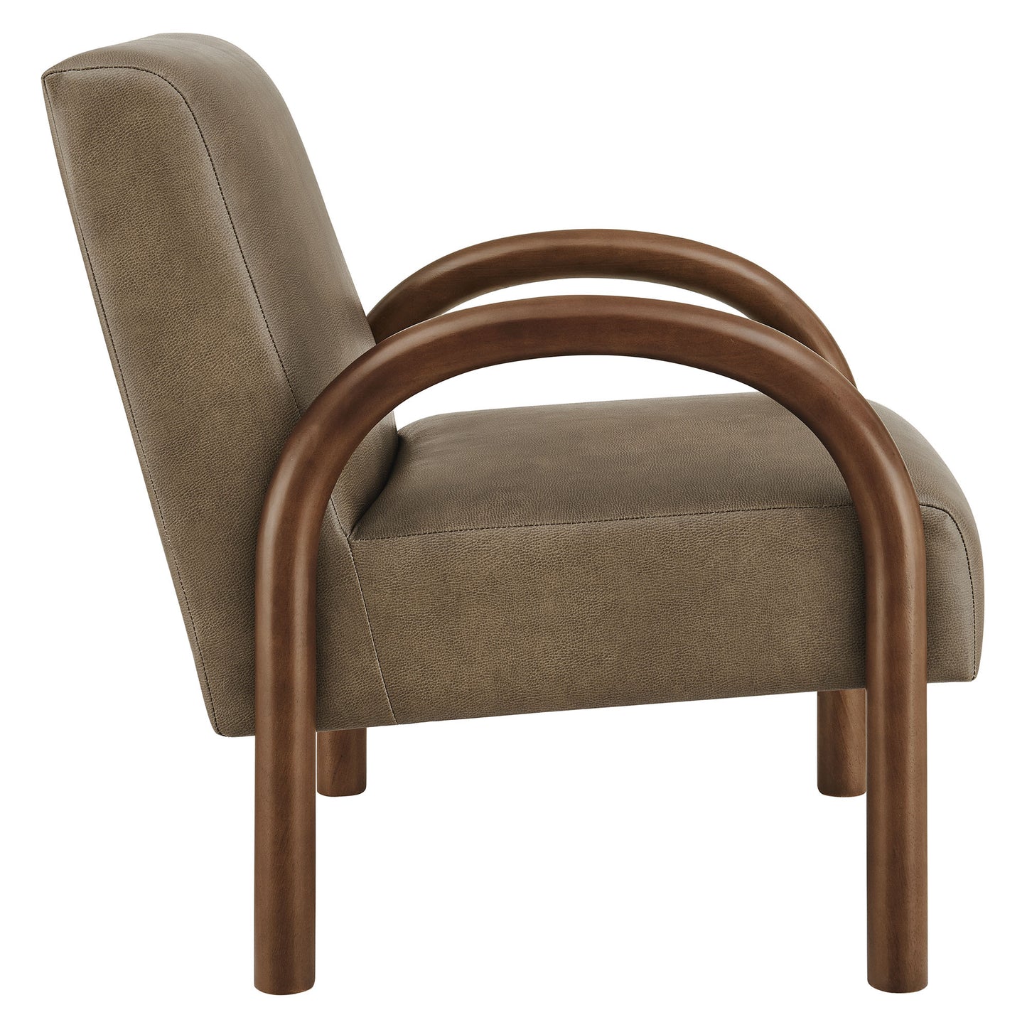 Gareth Faux Leather Upholstered Accent Chair in Mushroom