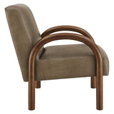 Gareth Faux Leather Upholstered Accent Chair in Mushroom
