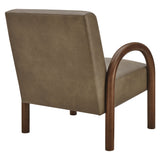 Gareth Faux Leather Upholstered Accent Chair in Mushroom