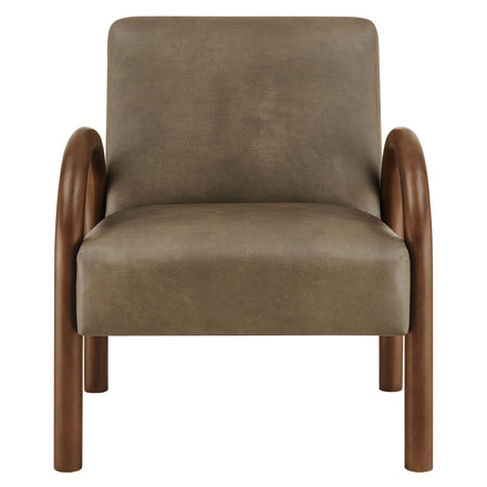 Lunet Faux Leather Upholstered Accent Chair in Mushroom