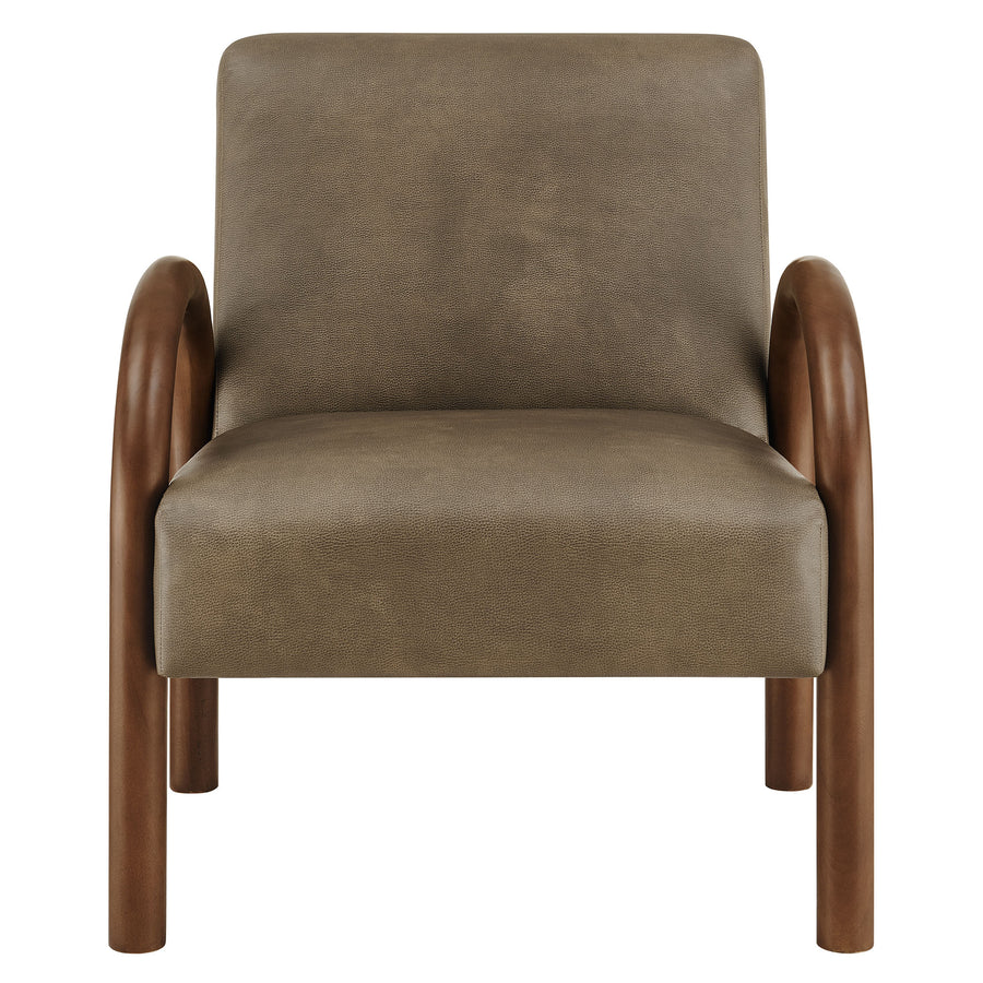 Gareth Faux Leather Upholstered Accent Chair in Mushroom