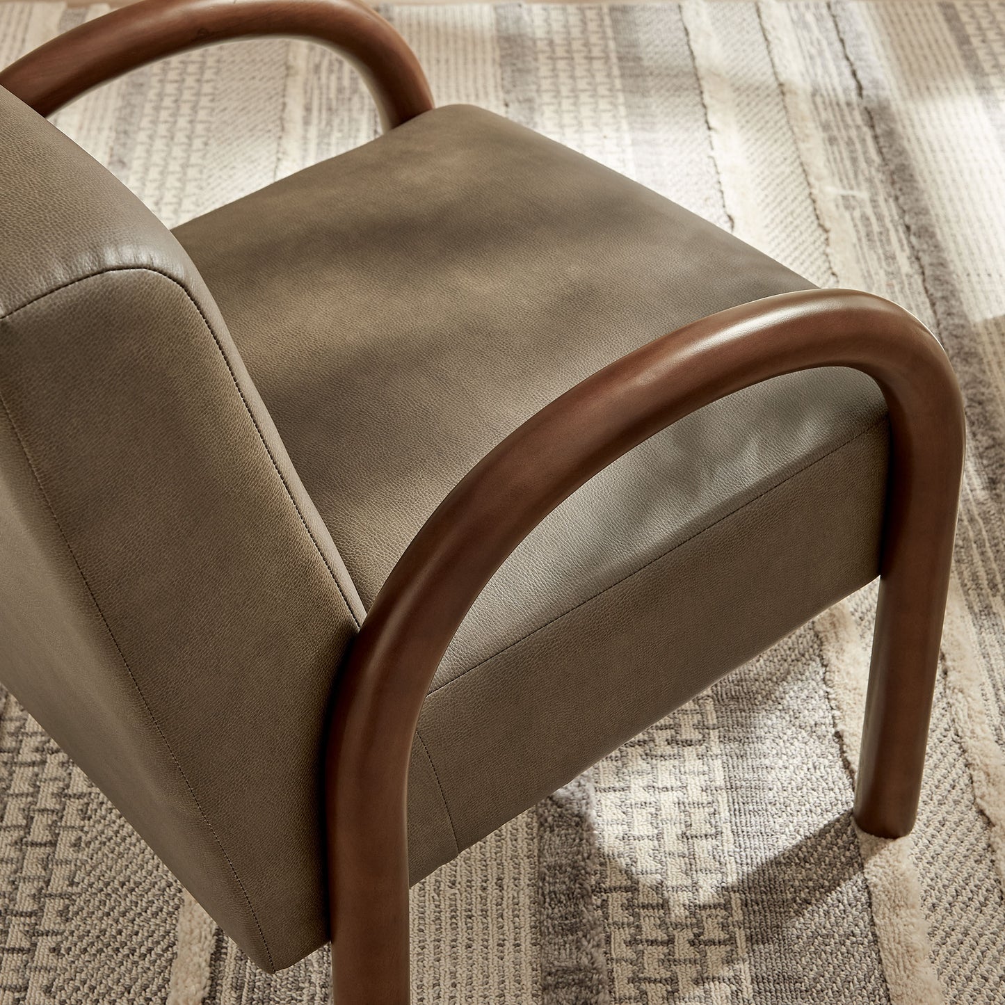 Gareth Faux Leather Upholstered Accent Chair in Mushroom