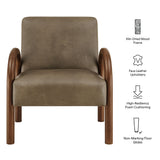 Gareth Faux Leather Upholstered Accent Chair in Mushroom