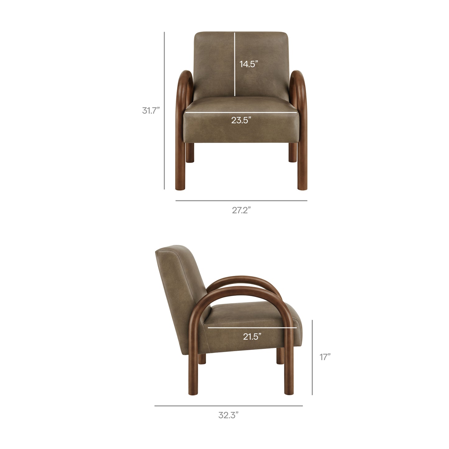Gareth Faux Leather Upholstered Accent Chair in Mushroom
