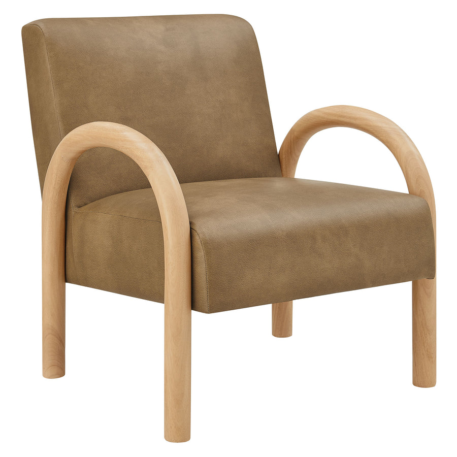 Gareth Faux Leather Upholstered Accent Chair in Toast