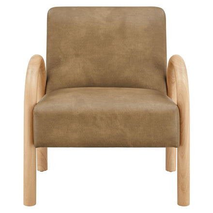 Lunet Faux Leather Upholstered Accent Chair in Toast