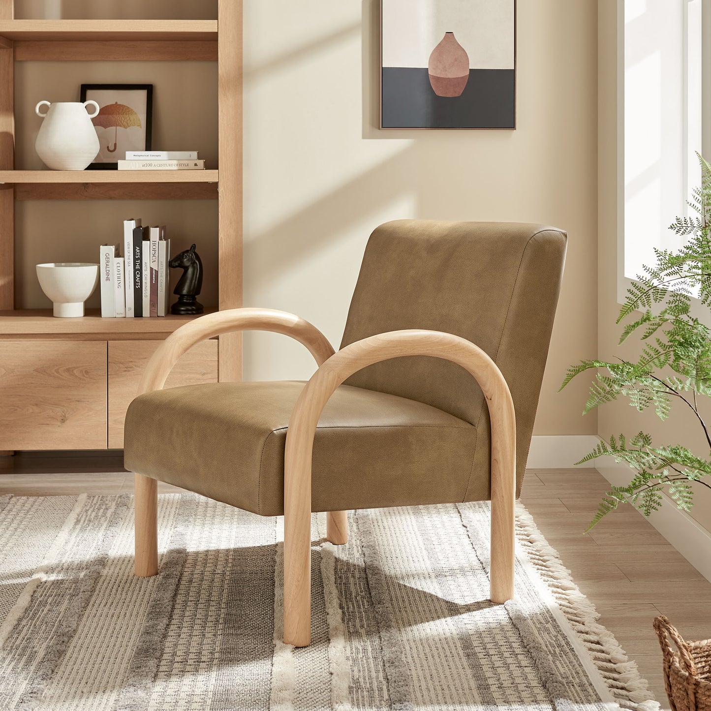 Gareth Faux Leather Upholstered Accent Chair in Toast