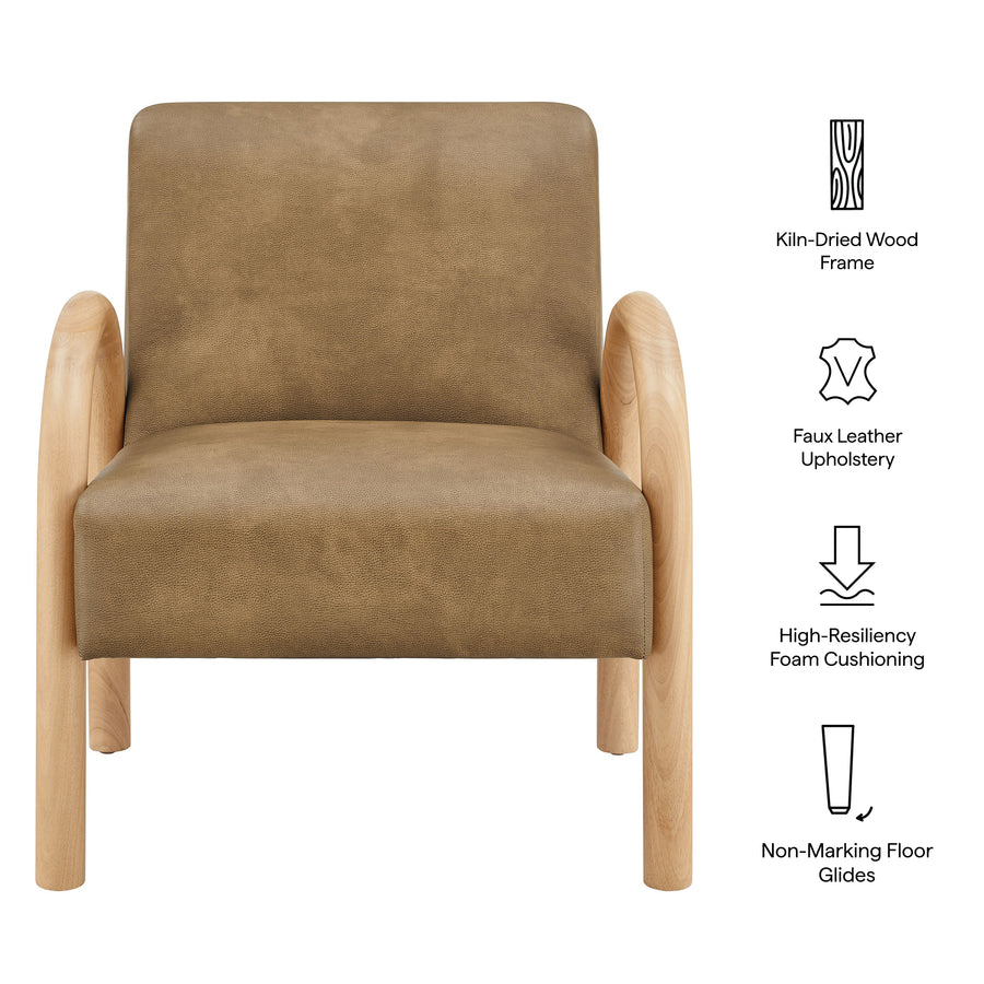 Gareth Faux Leather Upholstered Accent Chair in Toast