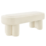 Elemi 52-Inch Oval Boucle Fabric Bench in Cream