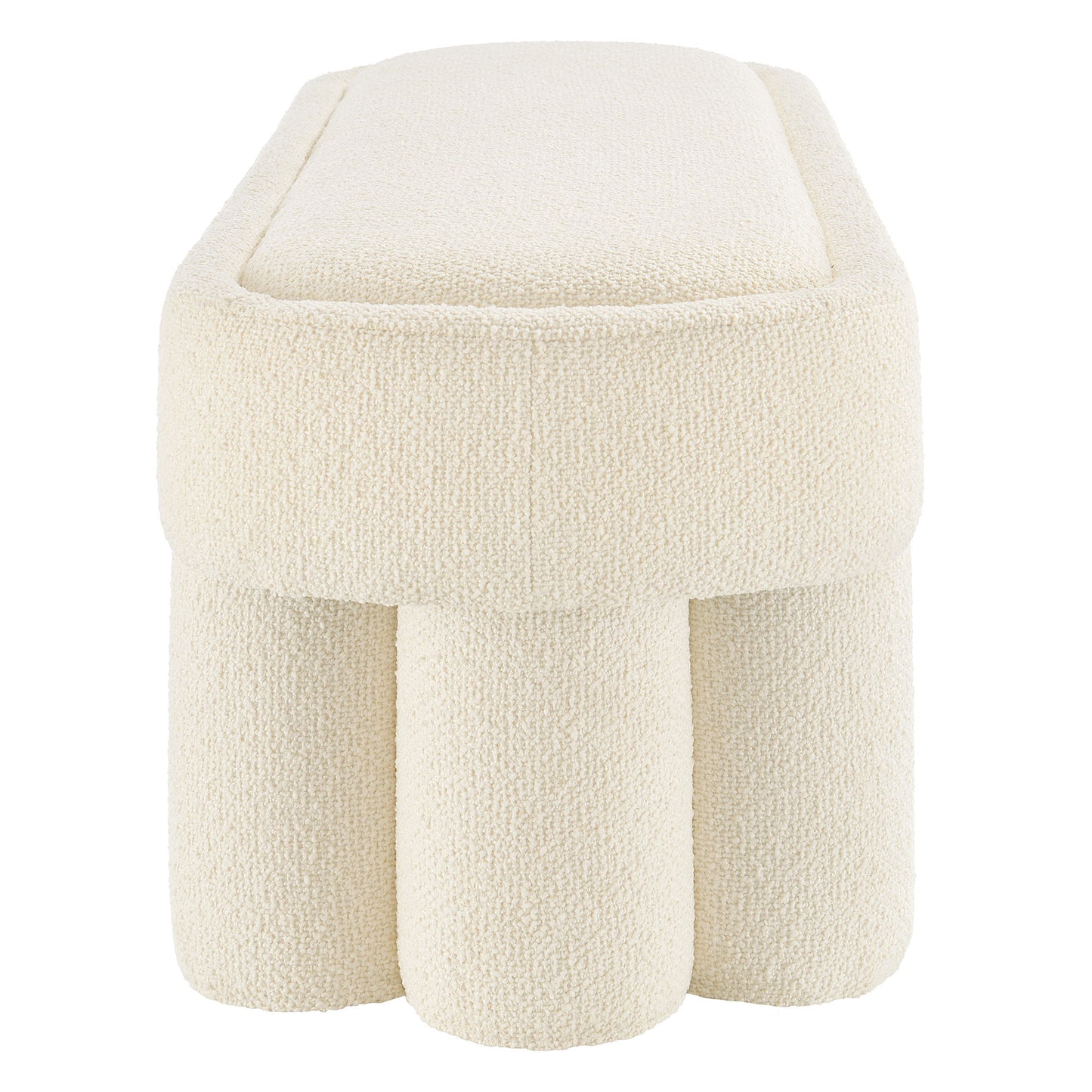 Elemi 52-Inch Oval Boucle Fabric Bench in Cream