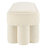 Elemi 52-Inch Oval Boucle Fabric Bench in Cream