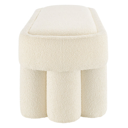 Mossi 52-Inch Oval Boucle Fabric Bench in Cream