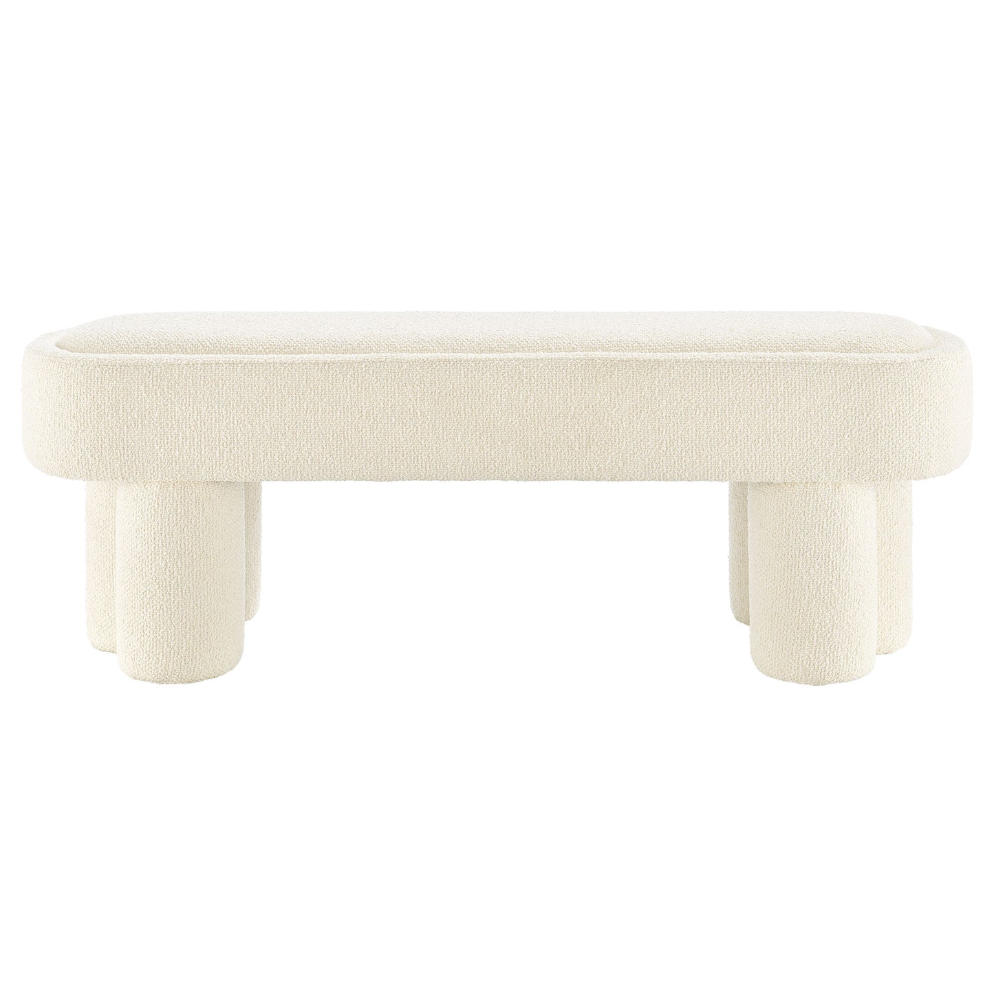 Elemi 52-Inch Oval Boucle Fabric Bench in Cream