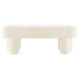 Elemi 52-Inch Oval Boucle Fabric Bench in Cream