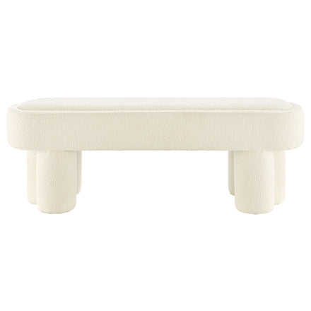 Mossi 52-Inch Oval Boucle Fabric Bench in Cream