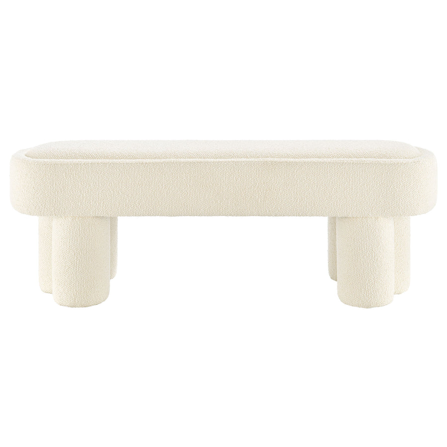 Elemi 52-Inch Oval Boucle Fabric Bench in Cream