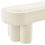 Elemi 52-Inch Oval Boucle Fabric Bench in Cream