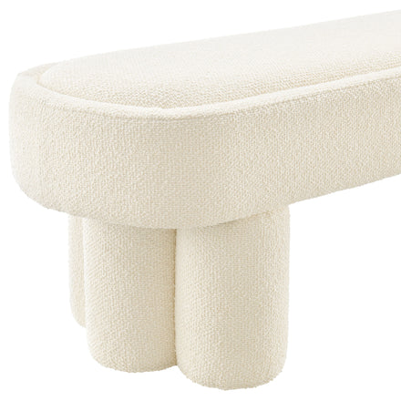 Mossi 52-Inch Oval Boucle Fabric Bench in Cream