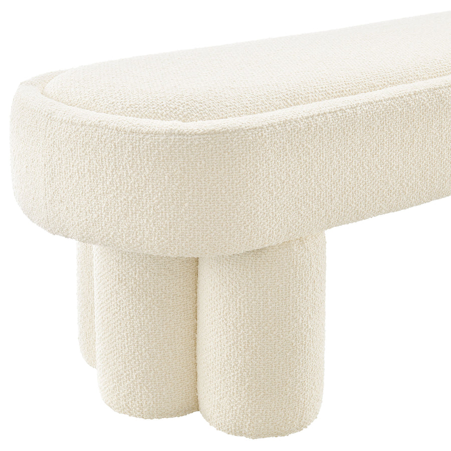 Elemi 52-Inch Oval Boucle Fabric Bench in Cream