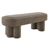 Elemi 52-Inch Oval Boucle Fabric Bench in Earth