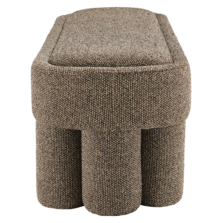 Elemi 52-Inch Oval Boucle Fabric Bench in Earth
