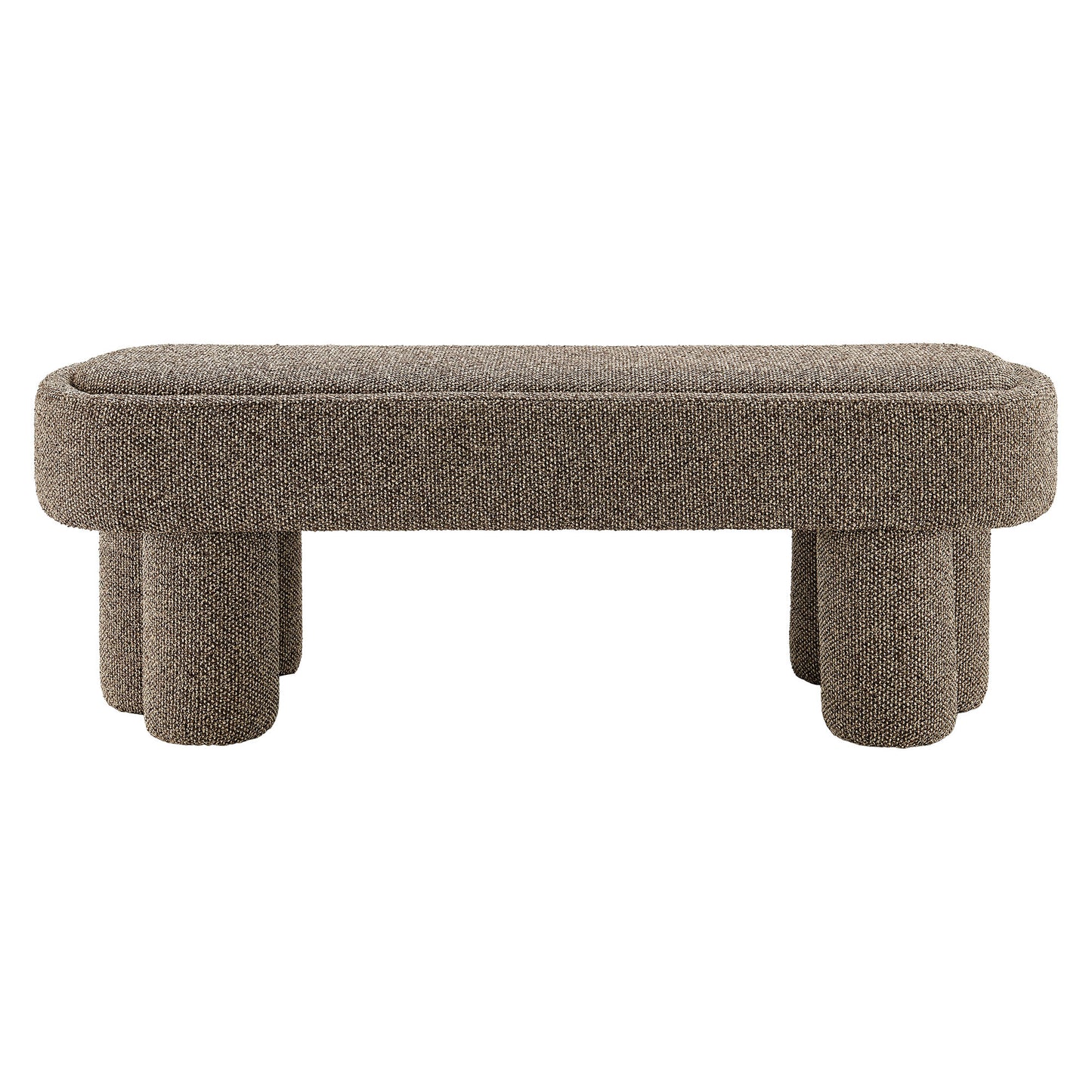 Elemi 52-Inch Oval Boucle Fabric Bench in Earth