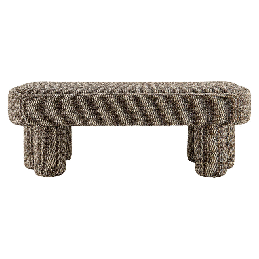 Elemi 52-Inch Oval Boucle Fabric Bench in Earth