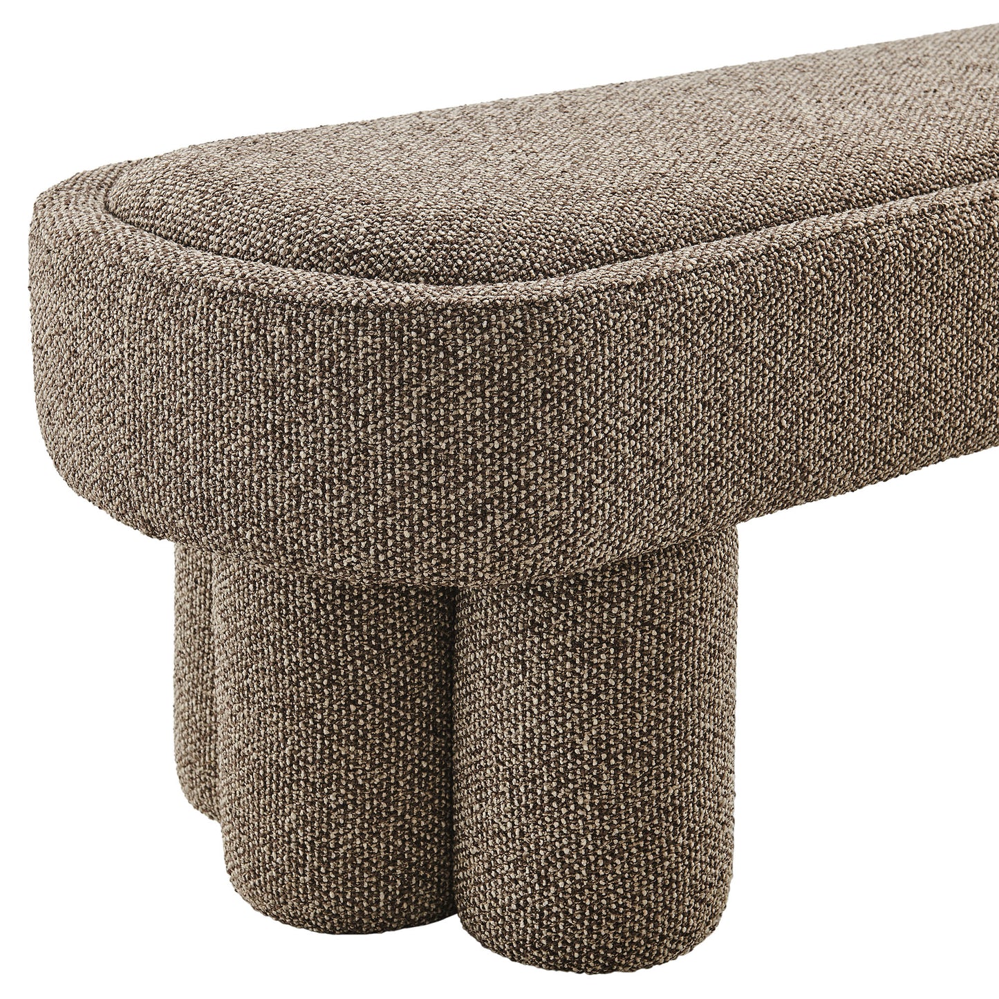 Elemi 52-Inch Oval Boucle Fabric Bench in Earth