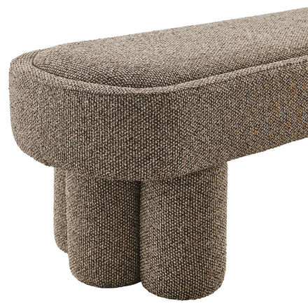 Mossi 52-Inch Oval Boucle Fabric Bench in Earth