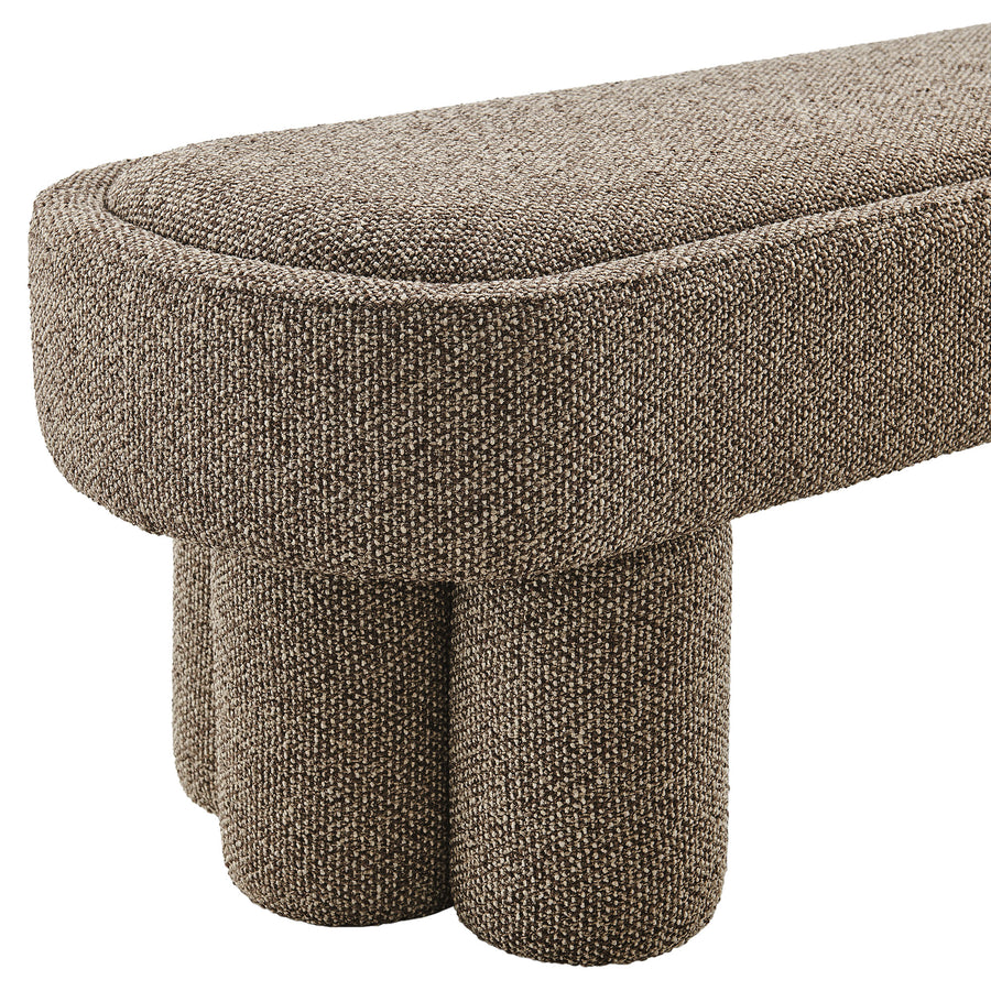 Elemi 52-Inch Oval Boucle Fabric Bench in Earth