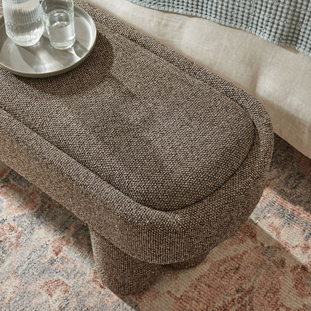 Mossi 52-Inch Oval Boucle Fabric Bench in Earth