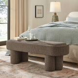 Elemi 52-Inch Oval Boucle Fabric Bench in Earth