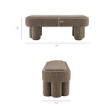 Elemi 52-Inch Oval Boucle Fabric Bench in Earth