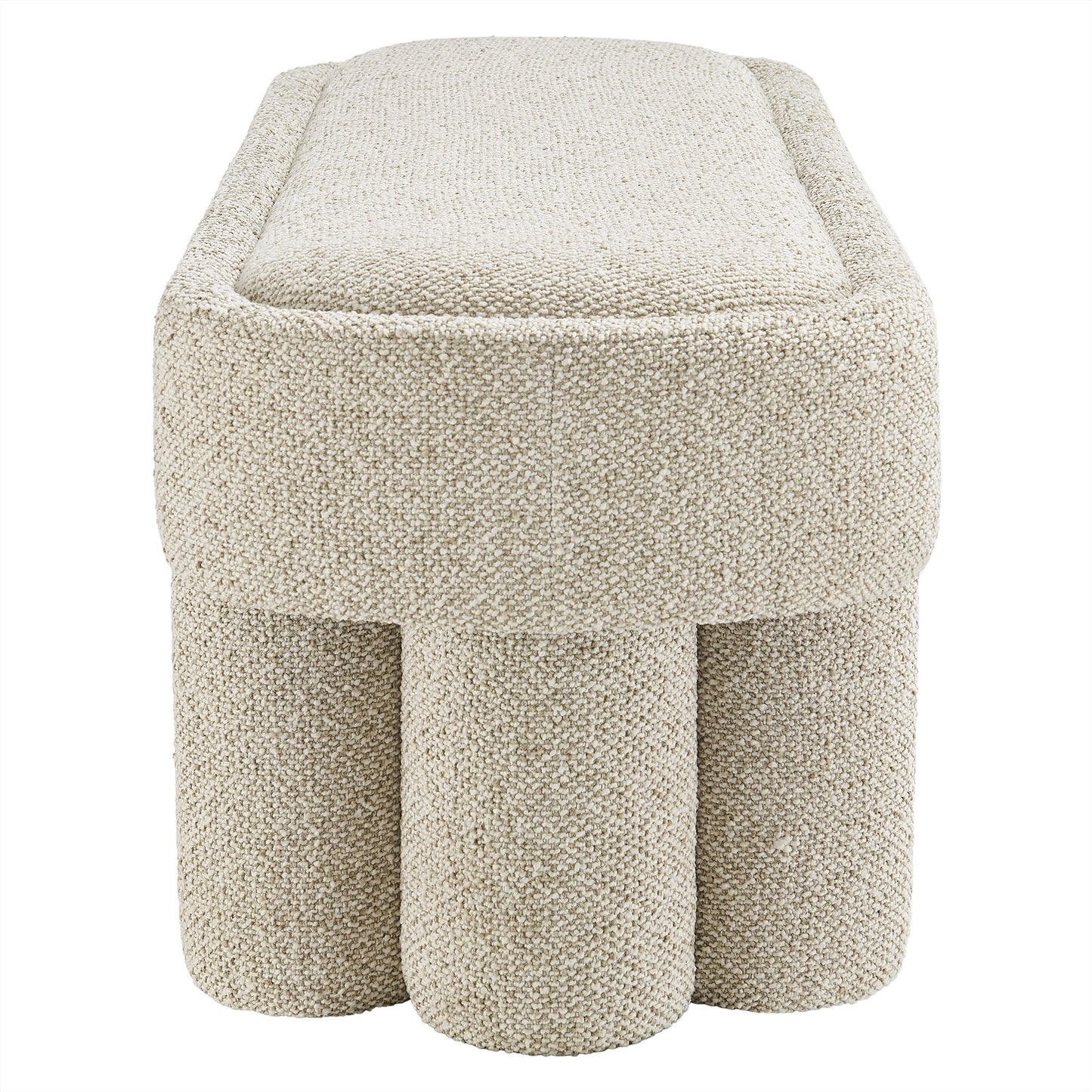 Elemi 52-Inch Oval Boucle Fabric Bench in Marble