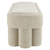 Elemi 52-Inch Oval Boucle Fabric Bench in Marble