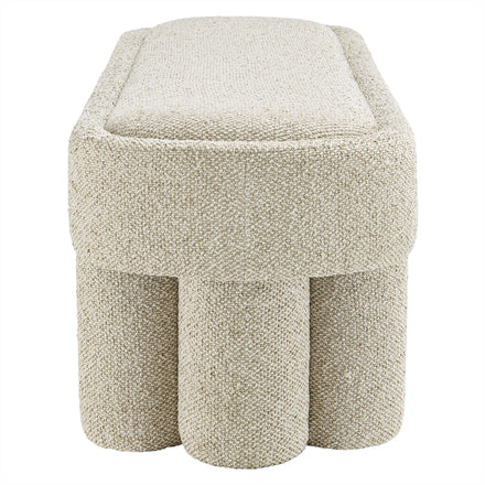 Mossi 52-Inch Oval Boucle Fabric Bench in Marble