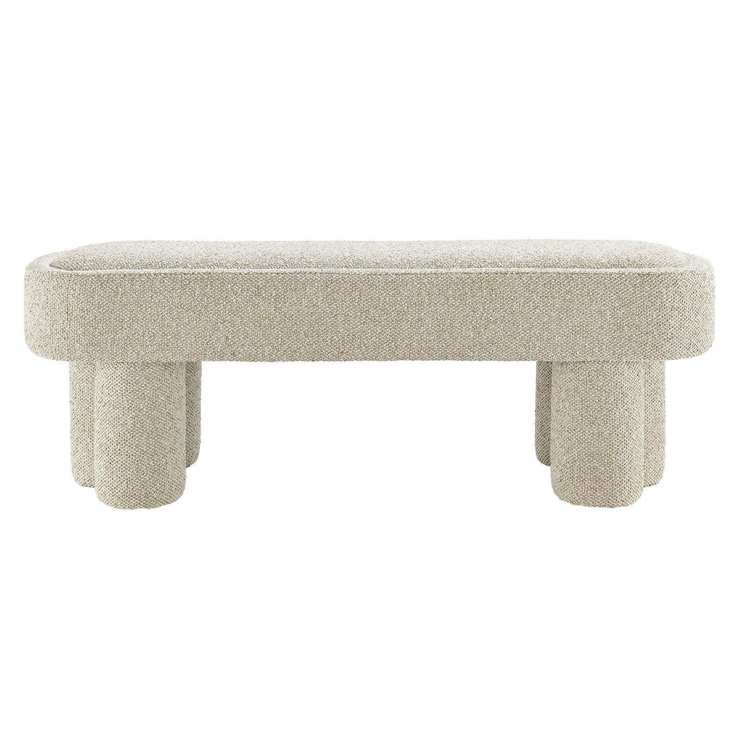 Elemi 52-Inch Oval Boucle Fabric Bench in Marble