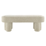 Elemi 52-Inch Oval Boucle Fabric Bench in Marble