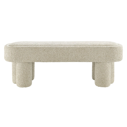 Mossi 52-Inch Oval Boucle Fabric Bench in Marble