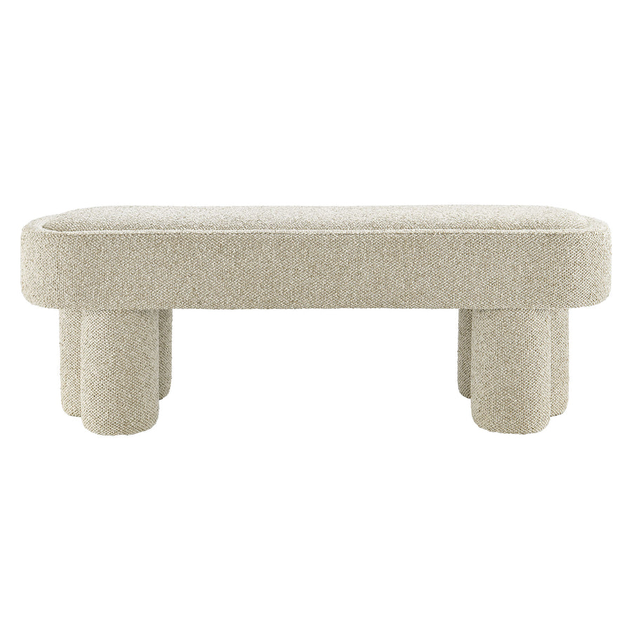 Elemi 52-Inch Oval Boucle Fabric Bench in Marble
