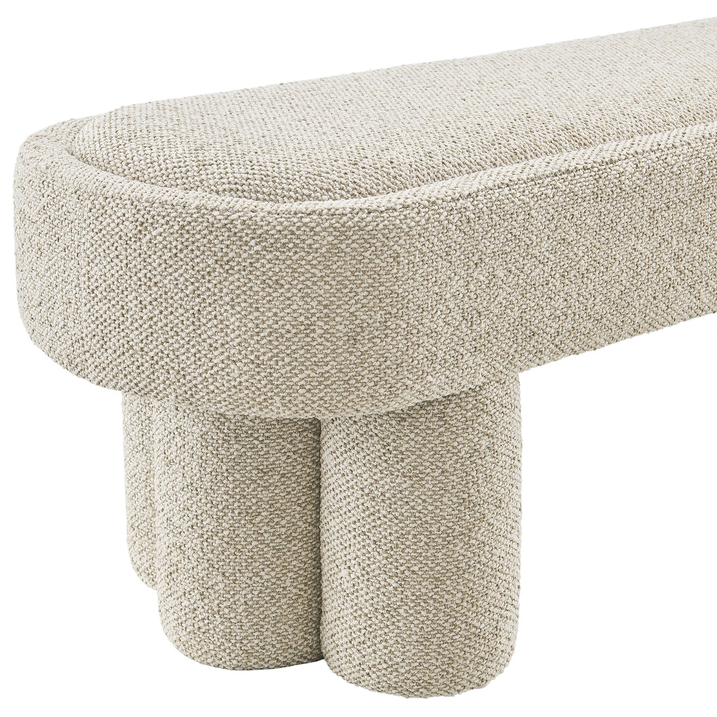 Elemi 52-Inch Oval Boucle Fabric Bench in Marble