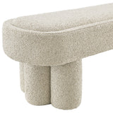 Elemi 52-Inch Oval Boucle Fabric Bench in Marble