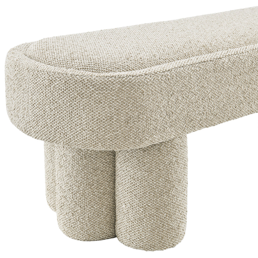 Elemi 52-Inch Oval Boucle Fabric Bench in Marble