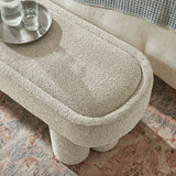 Elemi 52-Inch Oval Boucle Fabric Bench in Marble