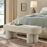 Elemi 52-Inch Oval Boucle Fabric Bench in Marble